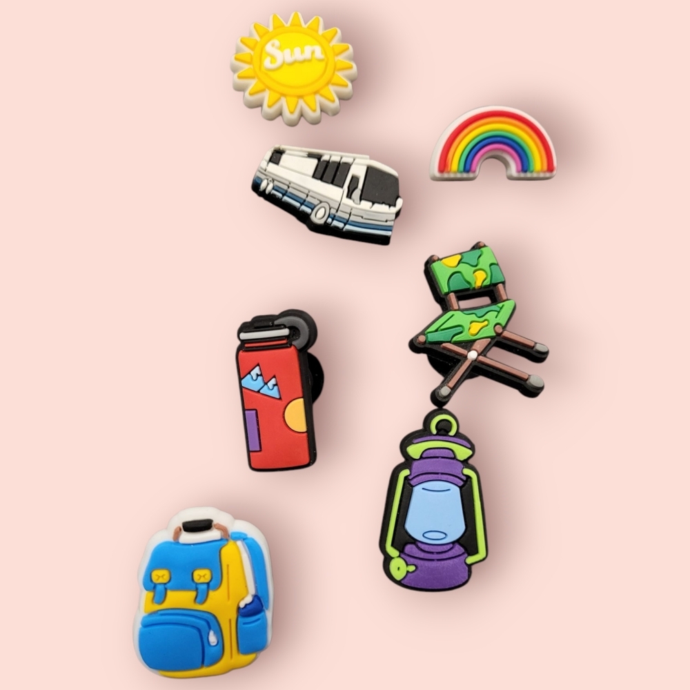Set of 7 Croc Charms, Camping Theme